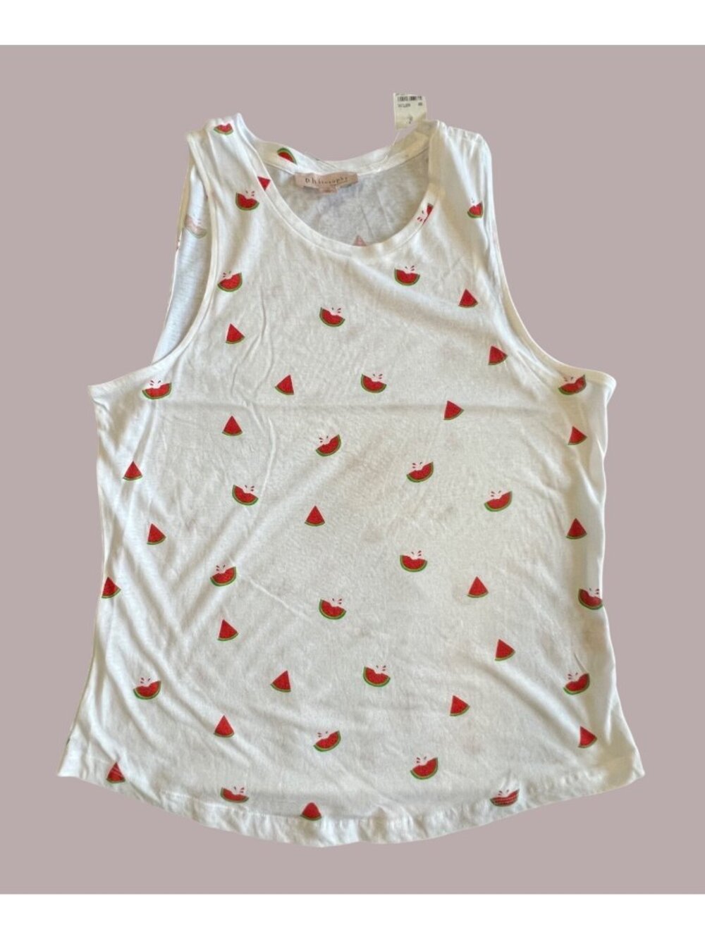 Philosophy Republic Womens Watermelon Print White Short Sleeve Top L